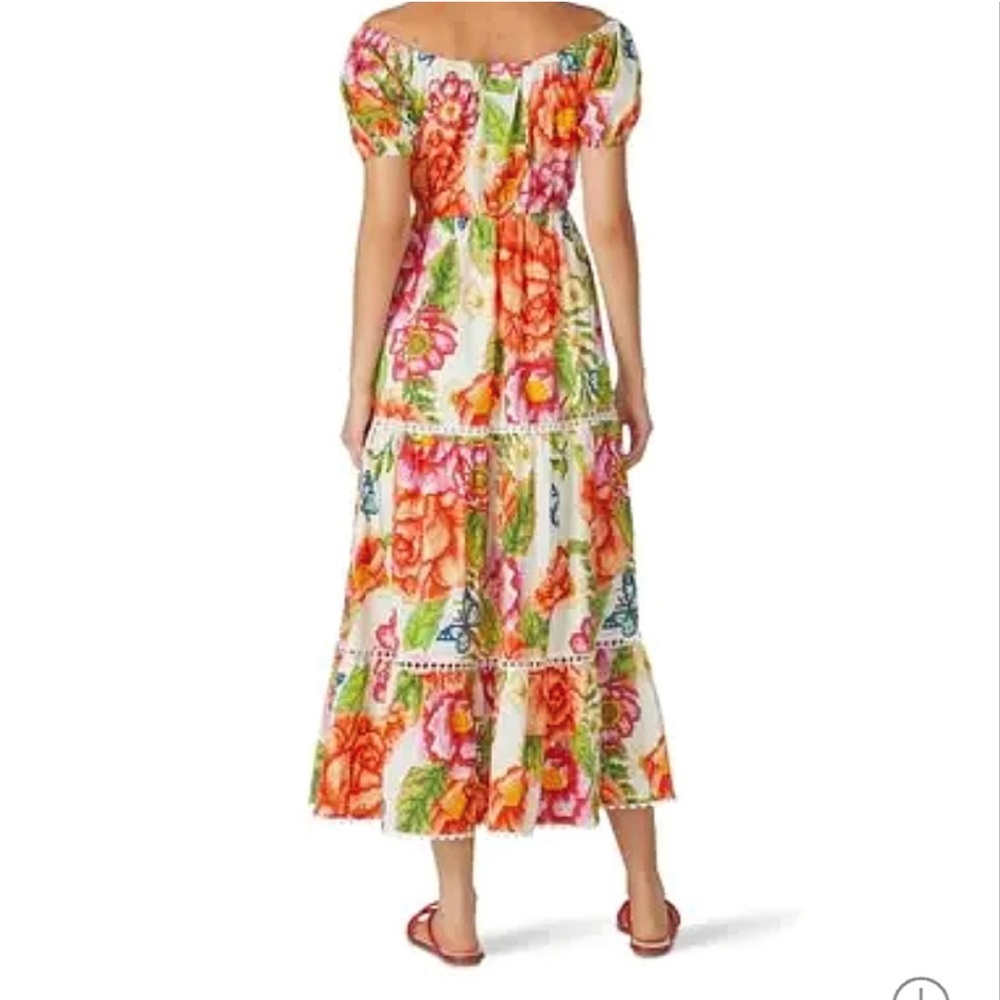 FARM Rio White Maxi Dress with Orange, Pink & Green Floral Print - Picture 3 of 6